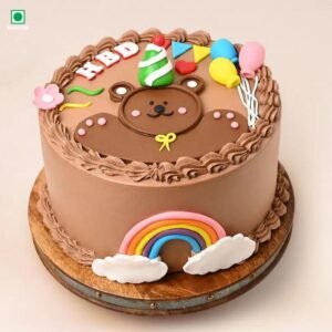 Classic birthday cake with creamy frosting and colorful decorations